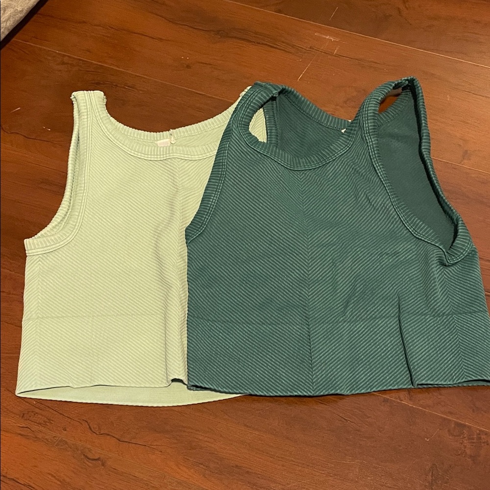Stylish Women's Tank Tops - Light and Dark Geeen